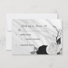 Tarjeta De Confirmación De Asistencia mármol de flores blancas y traseras