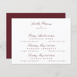 Tarjeta De Confirmación De Asistencia Maroon Burgundy Elegant Calligraphy multievento