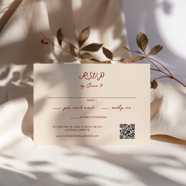 Tarjeta De Confirmación De Asistencia Maroon Whimsical Handwriter Boda (Subido por el creador)