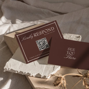 Tarjeta De Confirmación De Asistencia Marrón Chocolate Dinero Antiguo Retro Código QR Bo