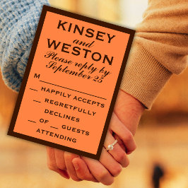 Tarjeta De Confirmación De Asistencia Marrón chocolate en Boda Naranja claro