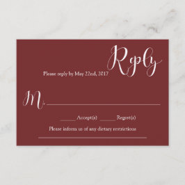Tarjeta De Confirmación De Asistencia Marsala Boda Reply Card