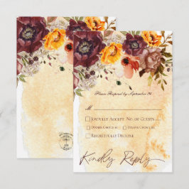 Tarjeta De Confirmación De Asistencia Marsala Clay & Yellow Bouquet Boda Amarillo