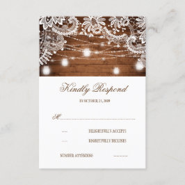 Tarjeta De Confirmación De Asistencia Mason Jar de Madera Rústica Encendido Boda de Cara