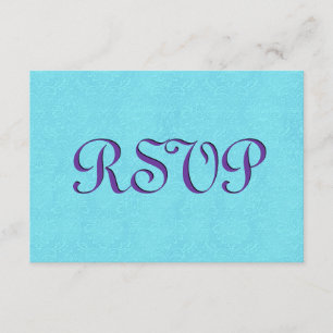 Tarjeta De Confirmación De Asistencia Matrimonio de Damasco Vintage Turquesa y Púrpura R