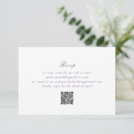 Tarjeta De Confirmación De Asistencia Matrimonio elegante de código QR morado limpio