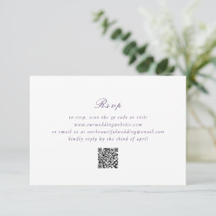 Tarjeta De Confirmación De Asistencia Matrimonio elegante de código QR morado limpio