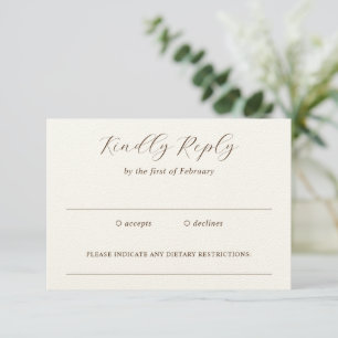 Tarjeta De Confirmación De Asistencia Matrimonio elegante neutral de tierra tradicional