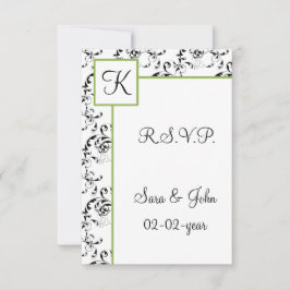 Tarjeta De Confirmación De Asistencia matrimonio mod damask R.S.V.P estándar 3.5 x 5