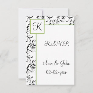 Tarjeta De Confirmación De Asistencia matrimonio mod damask R.S.V.P estándar 3.5 x 5