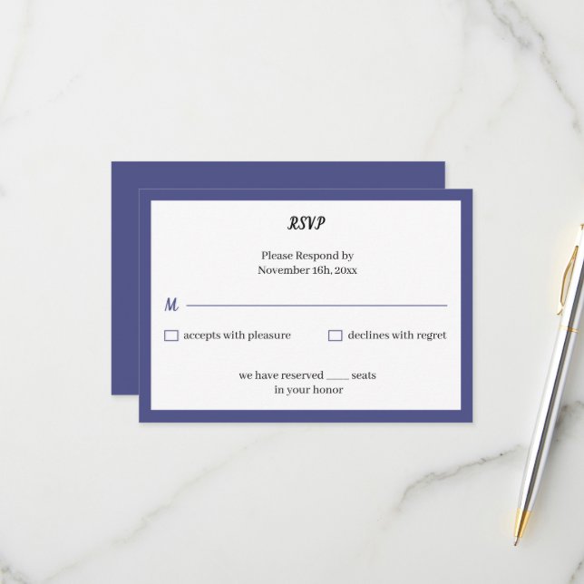 Tarjeta De Confirmación De Asistencia Matrimonio personalizado púrpura simple (Anverso/Reverso In Situ)