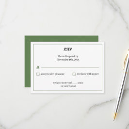 Tarjeta De Confirmación De Asistencia Matrimonio personalizado verde simple