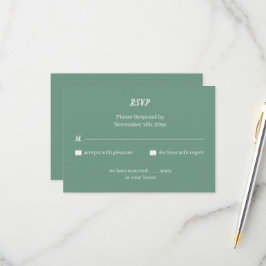 Tarjeta De Confirmación De Asistencia Matrimonio personalizado verde simple