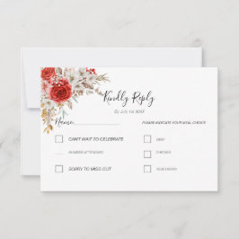 Tarjeta De Confirmación De Asistencia Matrimonio rústico-Rosa-rural