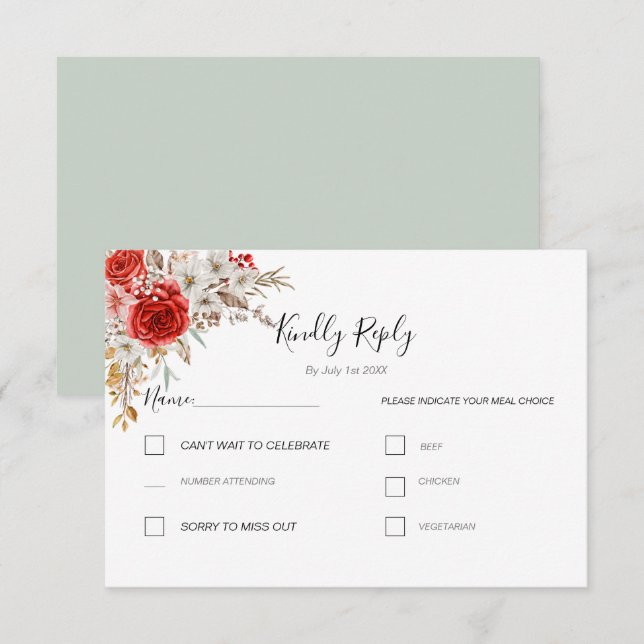 Tarjeta De Confirmación De Asistencia Matrimonio rústico-Rosa-rural (Anverso / Reverso)