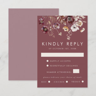 Tarjeta De Confirmación De Asistencia Mauve Autumn Boda Floral