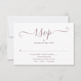 Tarjeta De Confirmación De Asistencia Mauve Elegant Script Boda