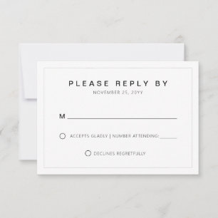 Tarjeta De Confirmación De Asistencia Máxima tipografía mínima simple de Boda de borde d