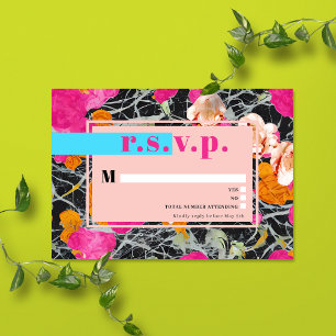 Tarjeta De Confirmación De Asistencia Máximo Boda Floral Marcado Moderno