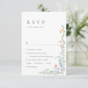 Tarjeta De Confirmación De Asistencia Meadow Pastel Rosas franceses Boda de flores