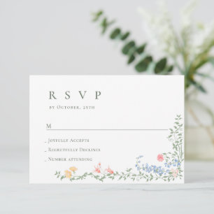 Tarjeta De Confirmación De Asistencia Meadow Pastel Rosas franceses Boda de flores