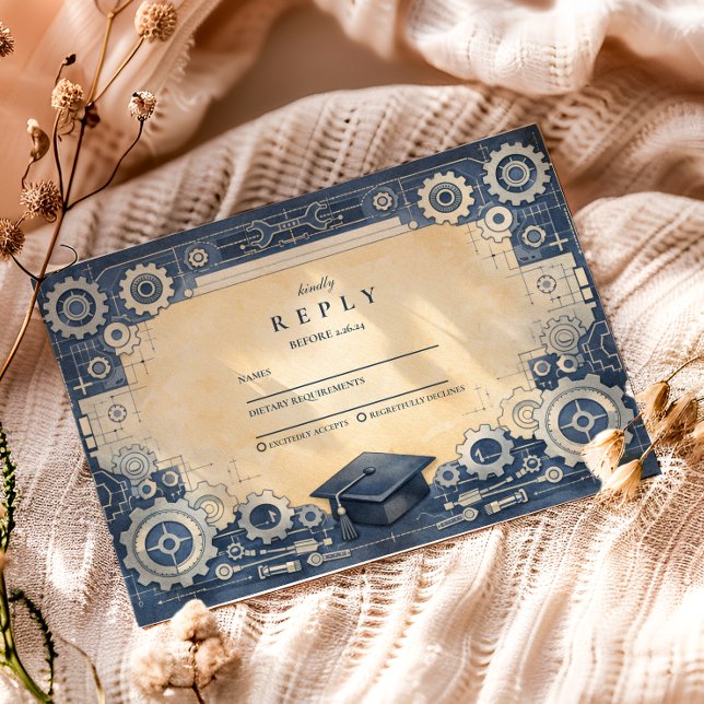 Tarjeta De Confirmación De Asistencia Mechanical Engineer Graduation (Subido por el creador)