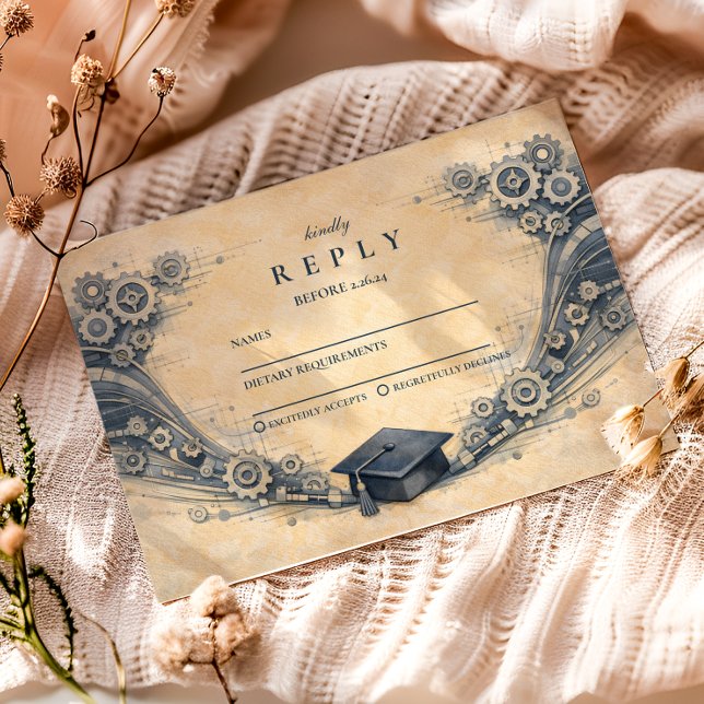 Tarjeta De Confirmación De Asistencia Mechanical Engineering Graduate Party (Subido por el creador)