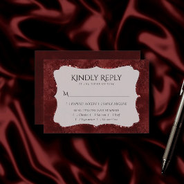 Tarjeta De Confirmación De Asistencia Medianoche Henna Romance | Red Satiny Grunge Entre
