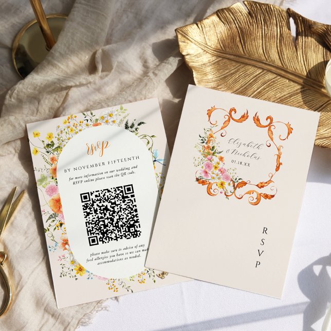 Tarjeta De Confirmación De Asistencia Medio verano | Escudo Boda de Romantic Autumn Flor (Subido por el creador)