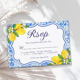 Tarjeta De Confirmación De Asistencia Mediterranean Wedding Style with Italian Tiles