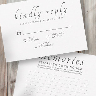 Tarjeta De Confirmación De Asistencia Memorial Funeral Clásico Recuerdos Responder amabl