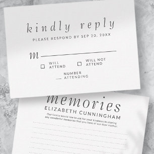 Tarjeta De Confirmación De Asistencia Memorial Funeral Recuerdos simples Responder amabl
