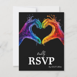 Tarjeta De Confirmación De Asistencia 🌈❤️MENÚ +QR Boda Corazón de Orgullo