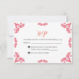 Tarjeta De Confirmación De Asistencia Mexican Talavera Orange Floral Minimalist Wedding
