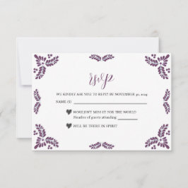 Tarjeta De Confirmación De Asistencia Mexican Talavera Purple Floral Minimalist Wedding