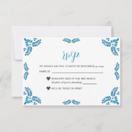 Tarjeta De Confirmación De Asistencia Mexican Talavera Turquoise Minimalist Wedding