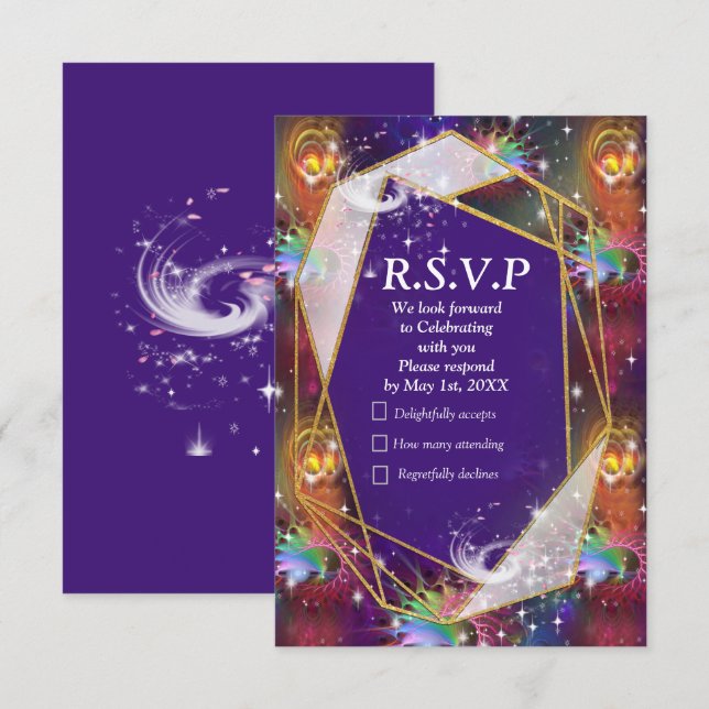 Tarjeta De Confirmación De Asistencia Mi glamoroso diseño Funky Disco (Anverso / Reverso)