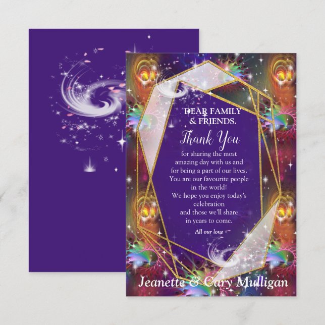 Tarjeta De Confirmación De Asistencia Mi glamoroso diseño Funky Disco Gracias (Anverso / Reverso)