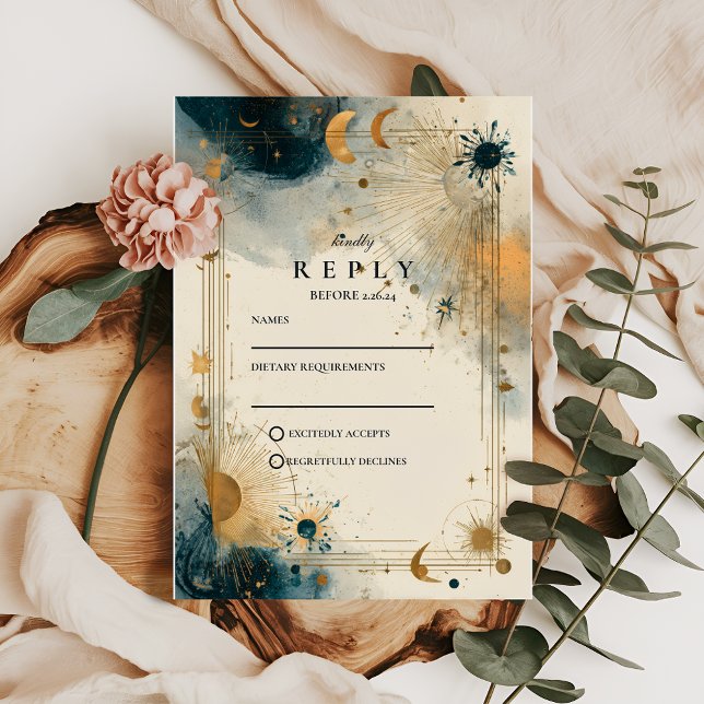 Tarjeta De Confirmación De Asistencia Midnight Celestial Wedding (Subido por el creador)