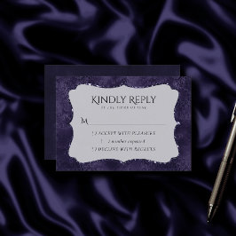 Tarjeta De Confirmación De Asistencia Midnight Indigo Romance | Damasco satinado