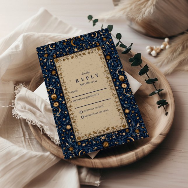 Tarjeta De Confirmación De Asistencia Midnight Stars Celestial Wedding (Subido por el creador)