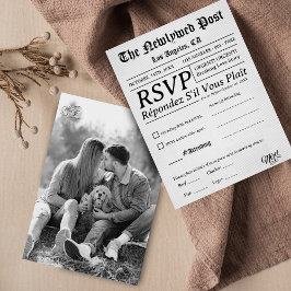 Tarjeta De Confirmación De Asistencia Minimal and Chic | Black and White Wedding
