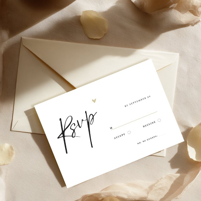 Tarjeta De Confirmación De Asistencia Minimal Calligraphy Typo Wedding  (Elegant RSVP Card Wedding)