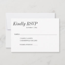 Tarjeta De Confirmación De Asistencia Minimal Elegant Black White Serif Classic Wedding