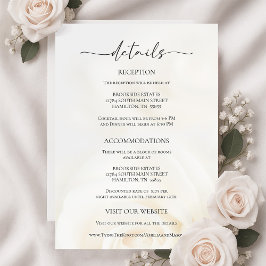 Tarjeta De Confirmación De Asistencia Minimal White Rose Wedding Details Enclosure Card