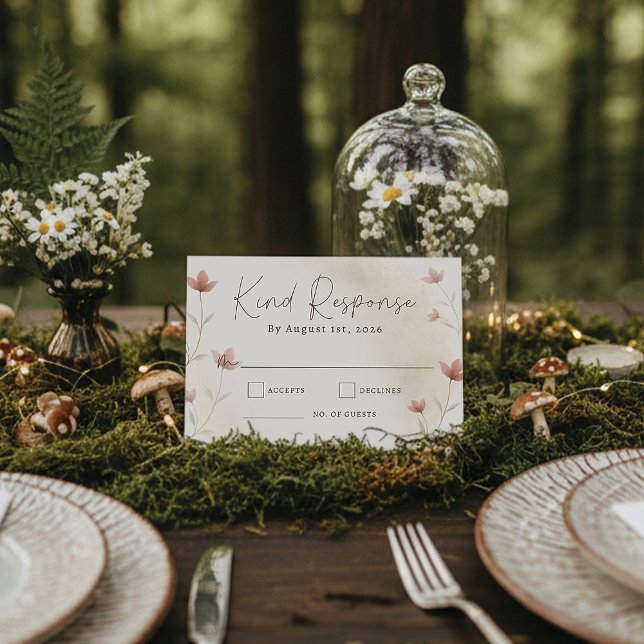 Tarjeta De Confirmación De Asistencia Minimalist Blush Pink Wildflower Wedding (Subido por el creador)