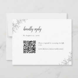 Tarjeta De Confirmación De Asistencia Minimalist Botanical Wedding Elegant QR Code