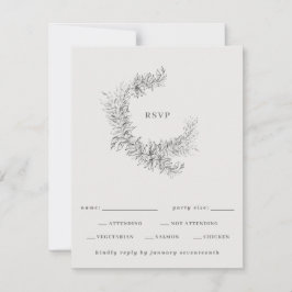 Tarjeta De Confirmación De Asistencia Minimalist Botanical Wreath Wedding