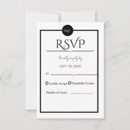 Tarjeta De Confirmación De Asistencia Minimalist Elegant Black & White Wedding