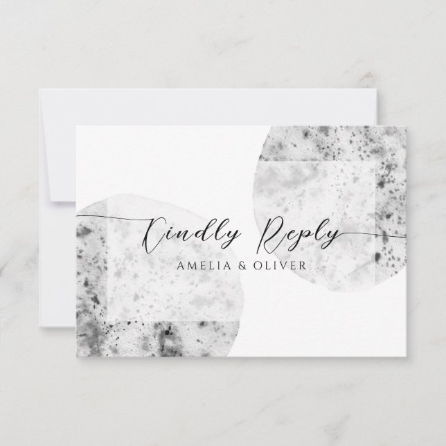 Tarjeta De Confirmación De Asistencia Minimalist gray | Wedding (Anverso)